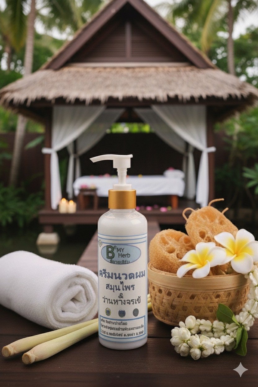 ครีมนวดผมสมุนไพรดอกอัญชัน&ว่านหางจระเข้