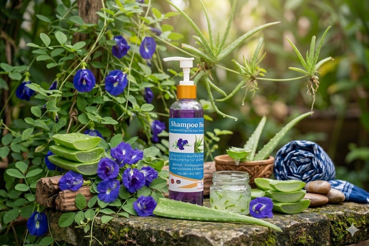 แชมพูดอกอัญชันและว่านหางจระเข้